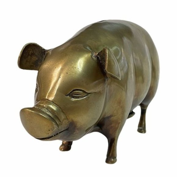 MCM Vintage 3lb. Brass Piggy Bank